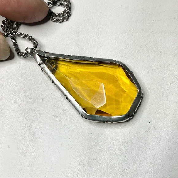 Art Deco Sterling Silver Large Pendant Necklace - Picture 9 of 12